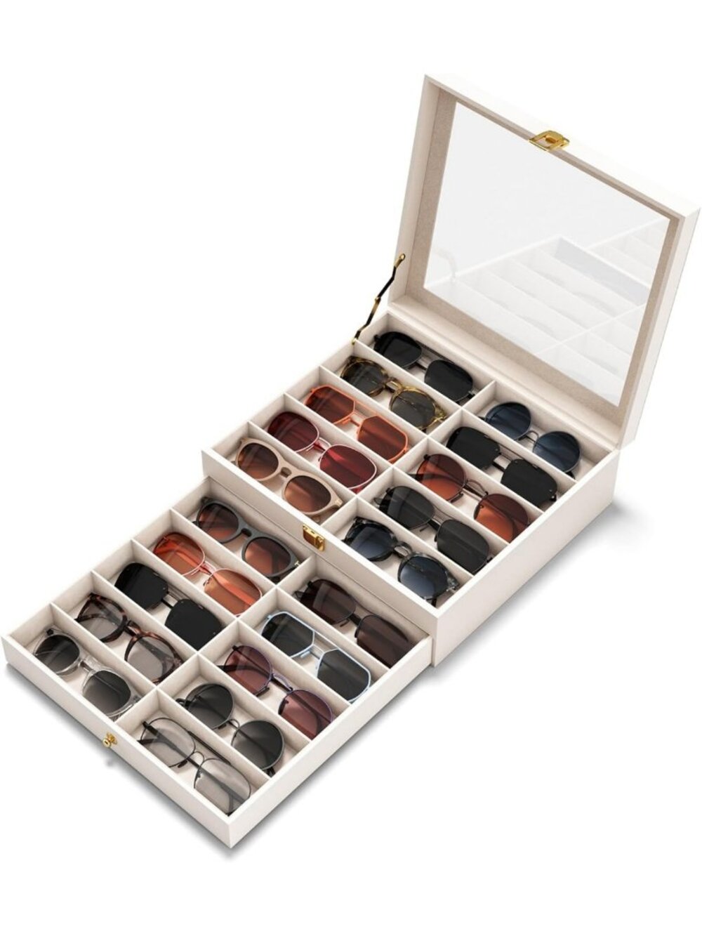 20-Slot Sunglass Organizer & Eyeglass Storage Box - Stylish Display Case for